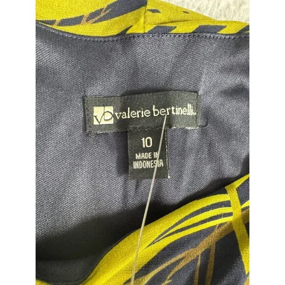 Valerie Bertinelli Womens Tropical Print Elastic Waist Dress Sz 10 Yellow/Black - Picture 8 of 14